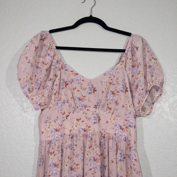New‎ LoveShackFancy Pink Dust Storm Floral 100% Silk Angie Maxi Dress Size 6 - Picture 3 of 10